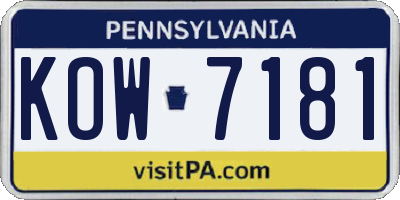 PA license plate KOW7181