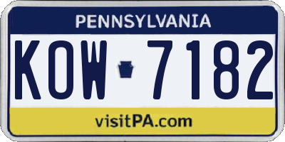 PA license plate KOW7182
