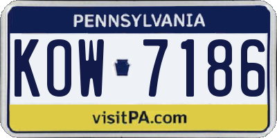 PA license plate KOW7186