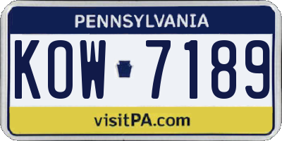 PA license plate KOW7189