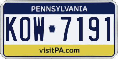 PA license plate KOW7191