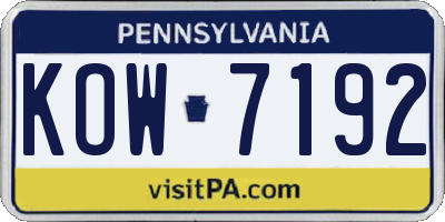PA license plate KOW7192