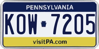 PA license plate KOW7205