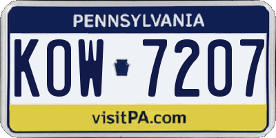 PA license plate KOW7207