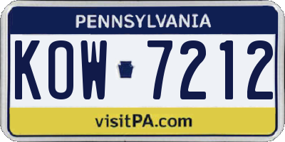 PA license plate KOW7212
