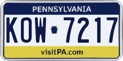 PA license plate KOW7217