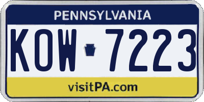 PA license plate KOW7223
