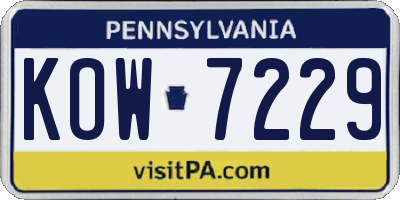 PA license plate KOW7229