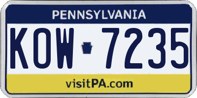 PA license plate KOW7235