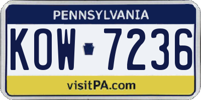 PA license plate KOW7236