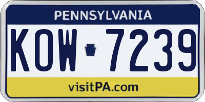 PA license plate KOW7239