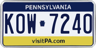 PA license plate KOW7240