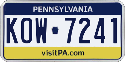 PA license plate KOW7241