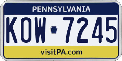PA license plate KOW7245
