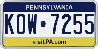 PA license plate KOW7255