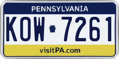 PA license plate KOW7261