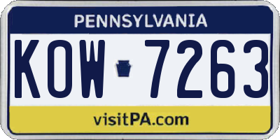 PA license plate KOW7263