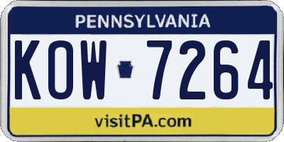 PA license plate KOW7264