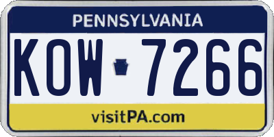 PA license plate KOW7266