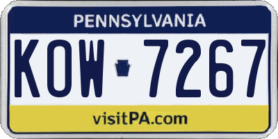 PA license plate KOW7267