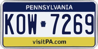 PA license plate KOW7269