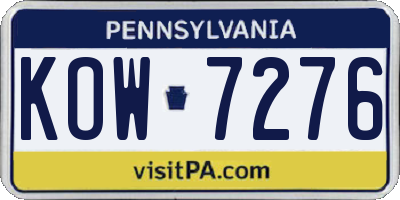 PA license plate KOW7276
