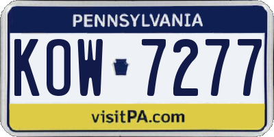 PA license plate KOW7277