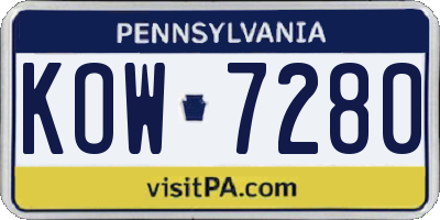 PA license plate KOW7280