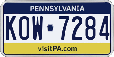 PA license plate KOW7284