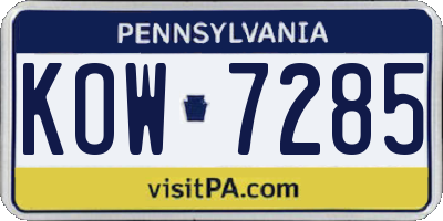 PA license plate KOW7285
