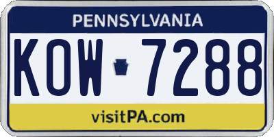 PA license plate KOW7288
