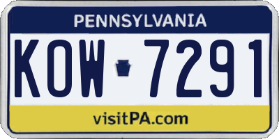 PA license plate KOW7291