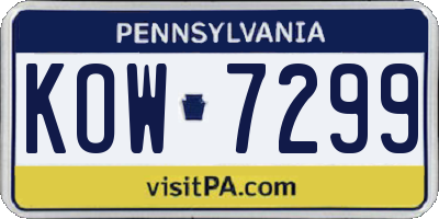 PA license plate KOW7299