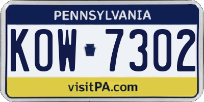 PA license plate KOW7302