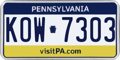 PA license plate KOW7303