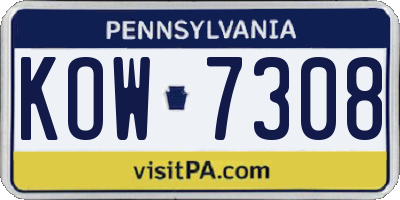 PA license plate KOW7308