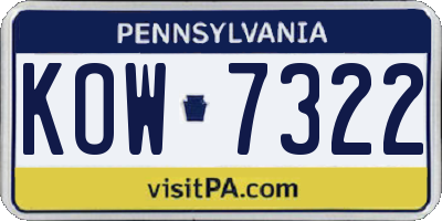 PA license plate KOW7322