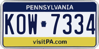 PA license plate KOW7334