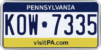 PA license plate KOW7335