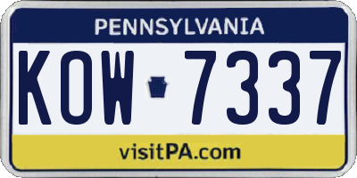 PA license plate KOW7337