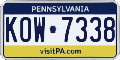 PA license plate KOW7338