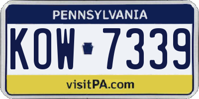 PA license plate KOW7339