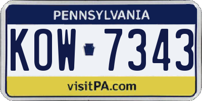 PA license plate KOW7343