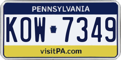 PA license plate KOW7349