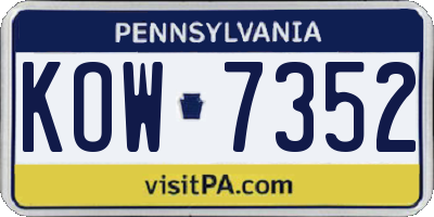 PA license plate KOW7352