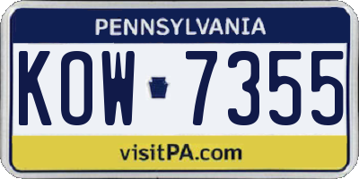 PA license plate KOW7355