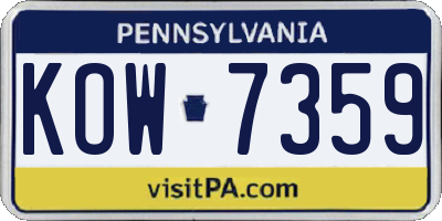 PA license plate KOW7359