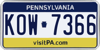 PA license plate KOW7366