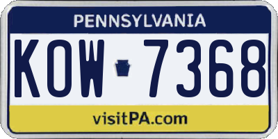 PA license plate KOW7368