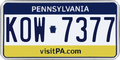 PA license plate KOW7377